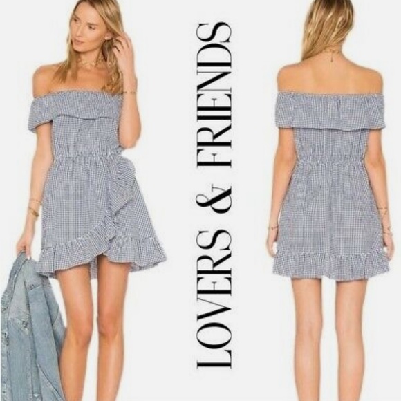 LOVERS + FRIENDS BLUE GINGHAM STRAPLESS DRESS - Picture 5 of 6